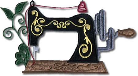 Antique Sewing Machine Applique - Click Image to Close