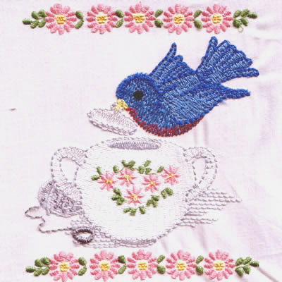 Vintage Busy Kitchen Blue Birds