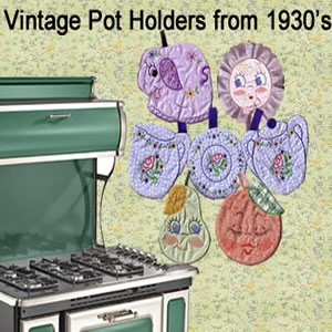 Vintage Applique Pot Holders - Click Image to Close